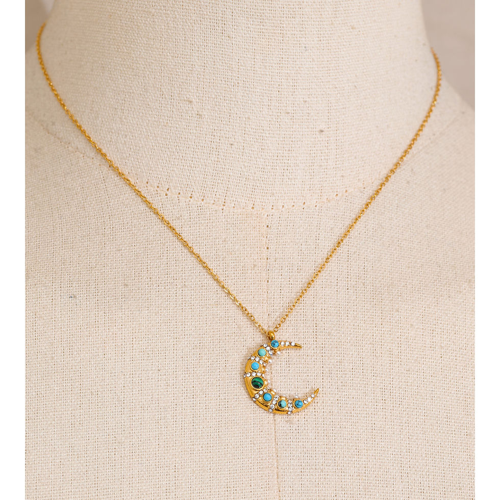 Thumbnail: Moon Pendant with Natural Stone, Zircon, and Pearl