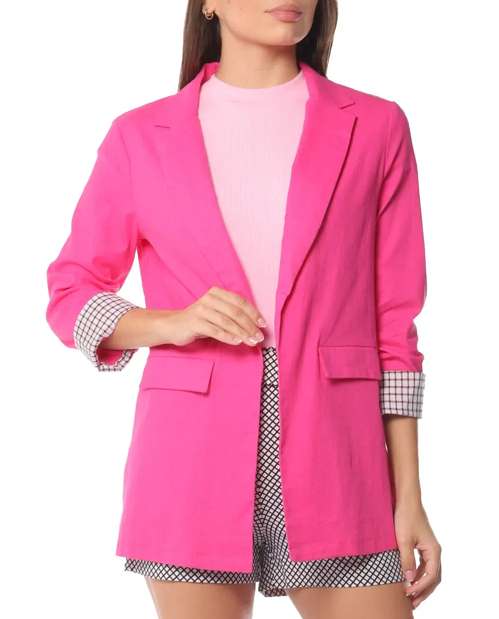 Blazer L.A. Fashion mangas 3/4 rosado para dama