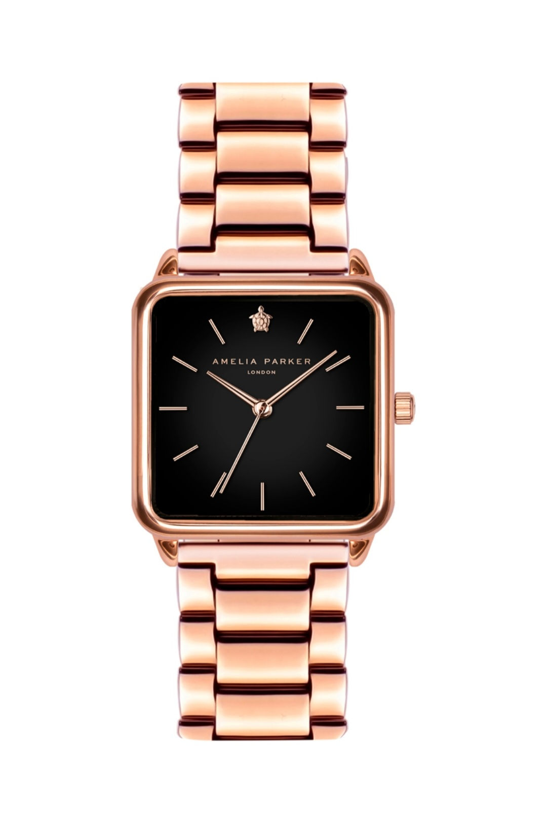 AMELIA PARKER Montre à quartz en acier doré rose et noir