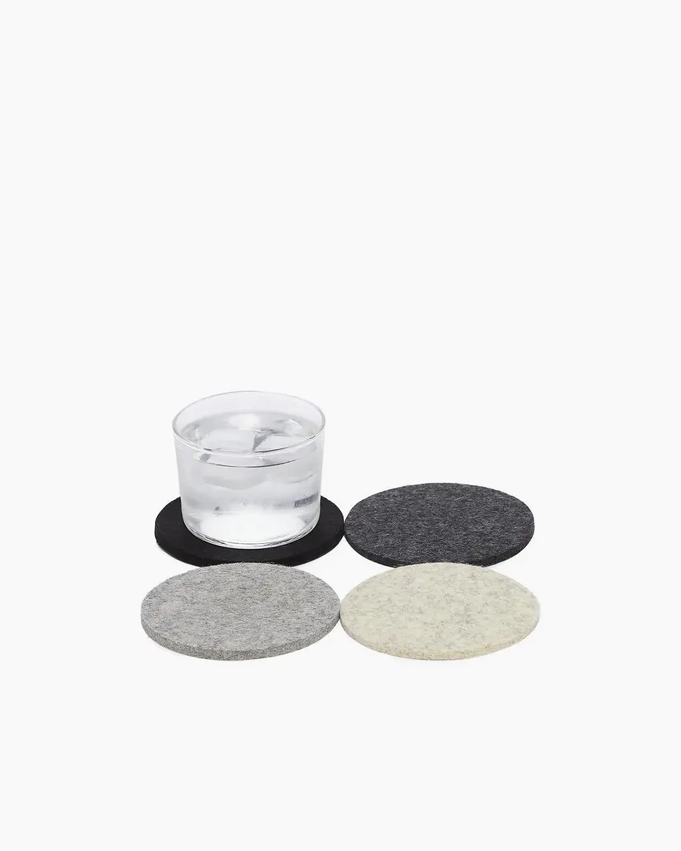 Thumbnail: Bierfilzl Merino Wool Felt Round Coaster Multi 4 Pack Noir