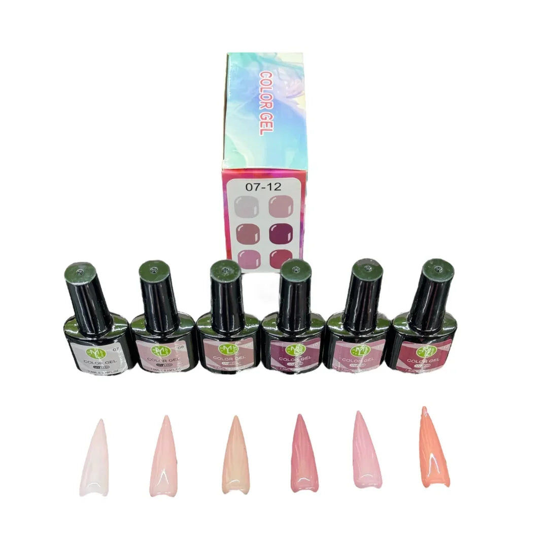 Colección Gel 3 pasos 7.5 ml # 07-12  6 pzas ML Nails