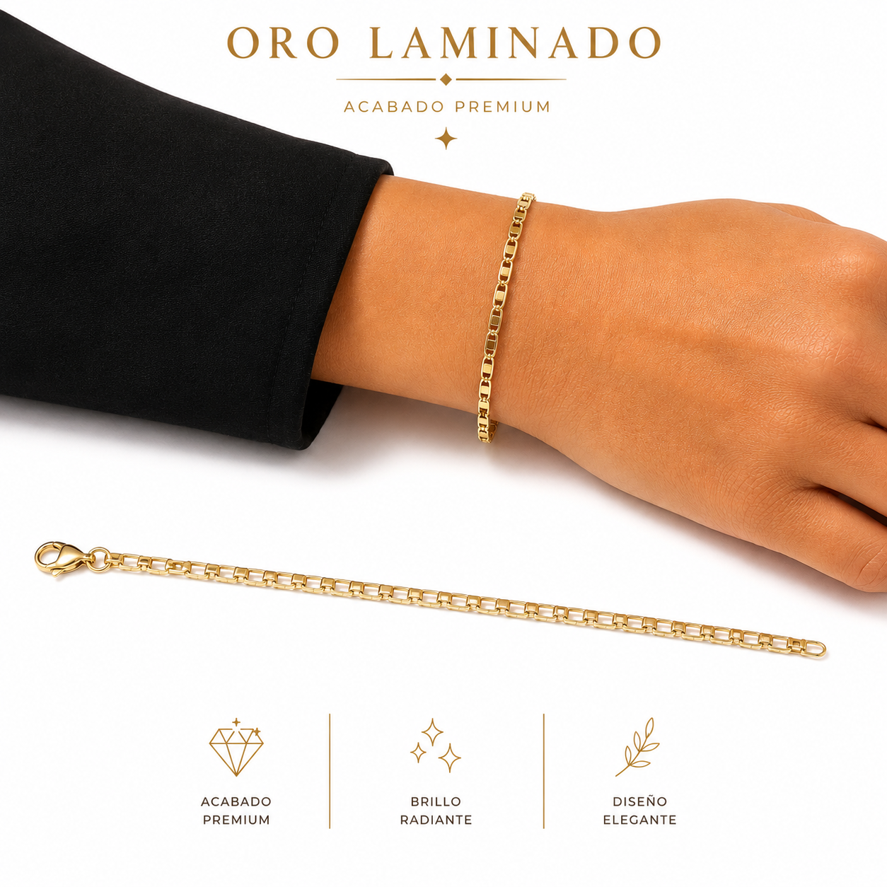 Pulsera Italiana Oro Laminado 18.5 cm ML Joyería