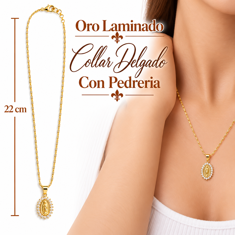 Miniatura: Collar Delgado Virgencita Brillante Oro Laminado
