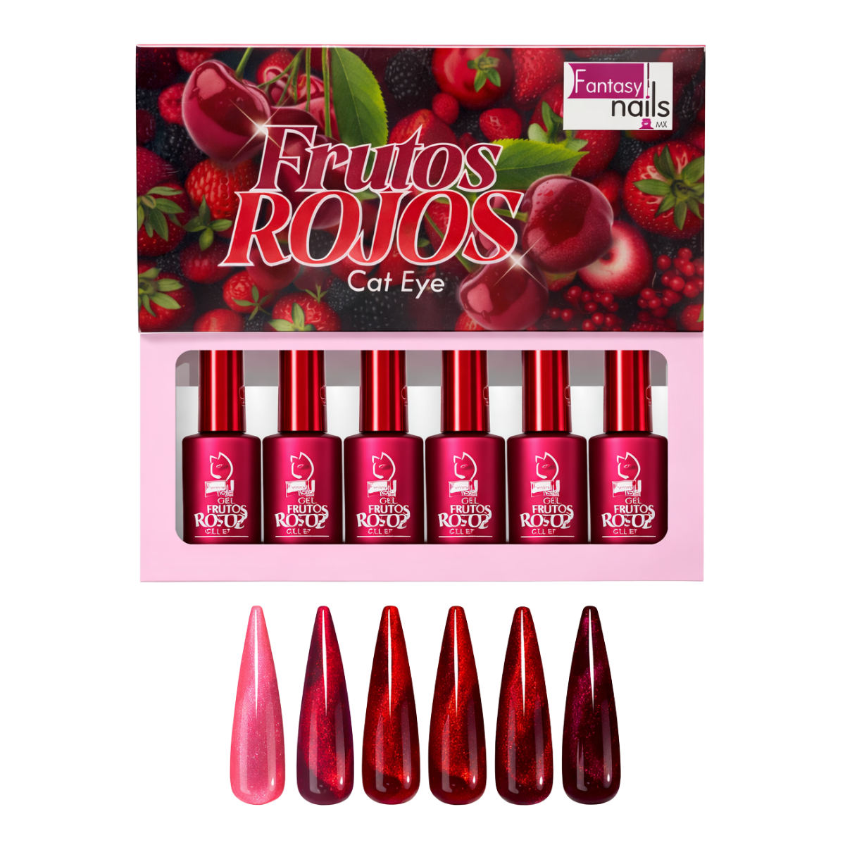 Gama Cat Eye Frutos Rojos 5 pzs Fantasy Nails