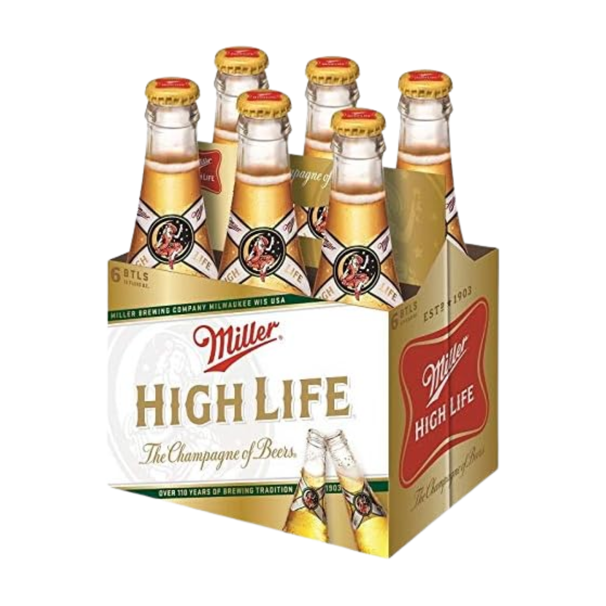 Six Cerveza Miller High Life Vidrio 355ml