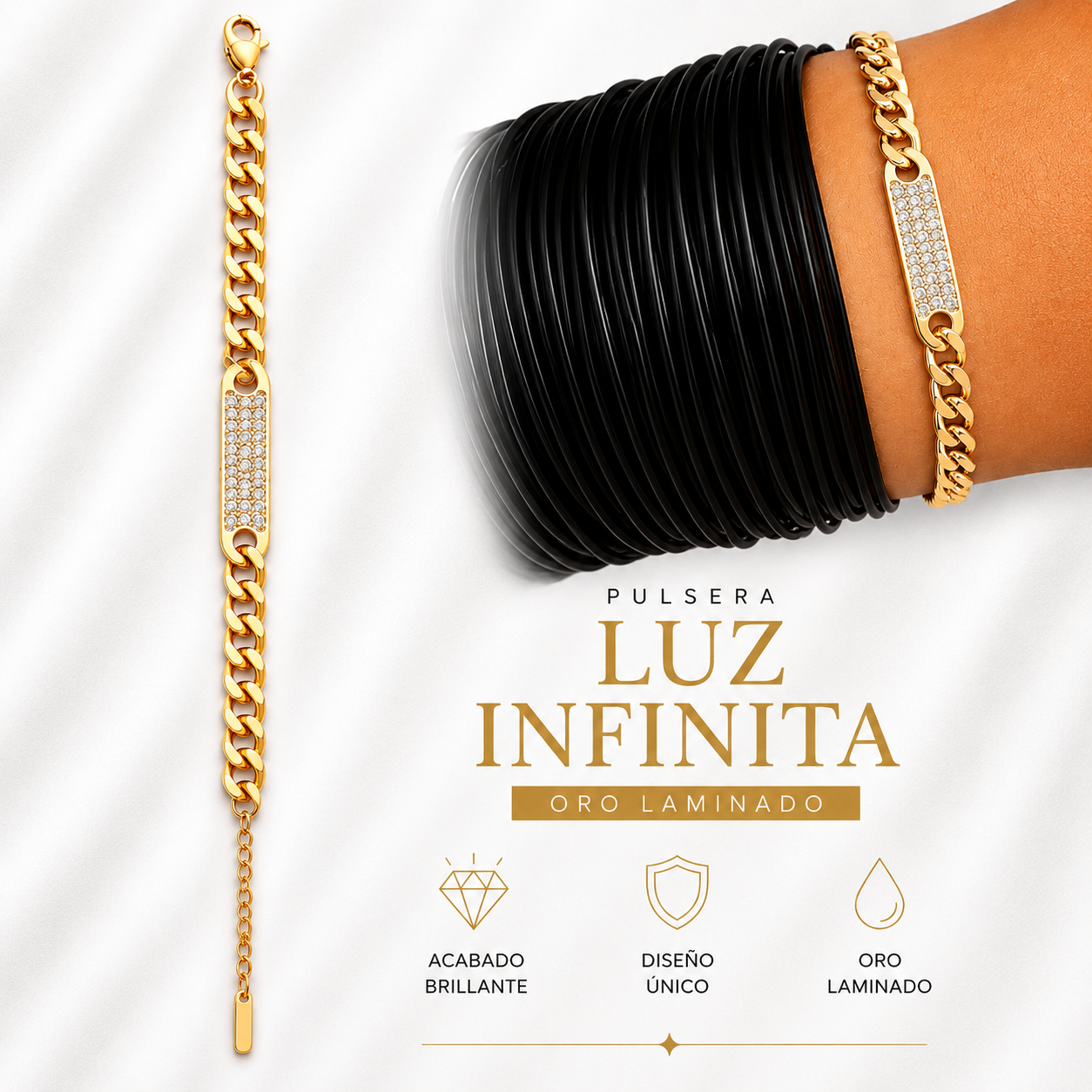 Pulsera Luz Infinita Oro Laminado 22 cm ML Joyeriía