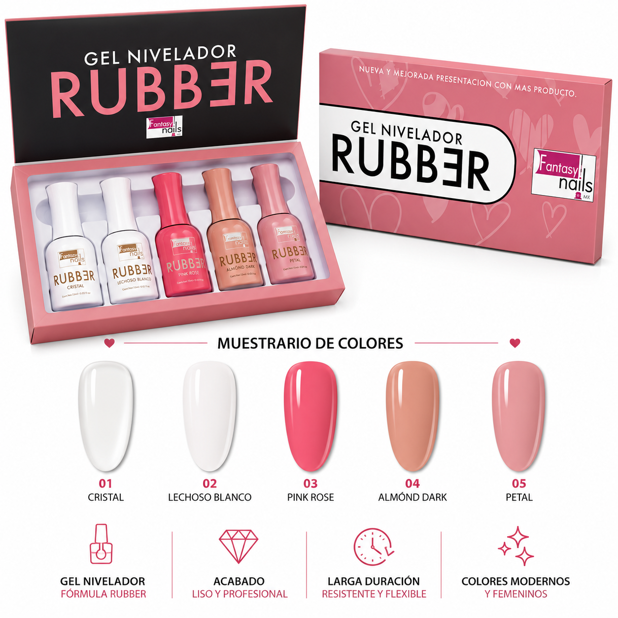 Gel Colección Rubber 5 pzas Fantasy Nails