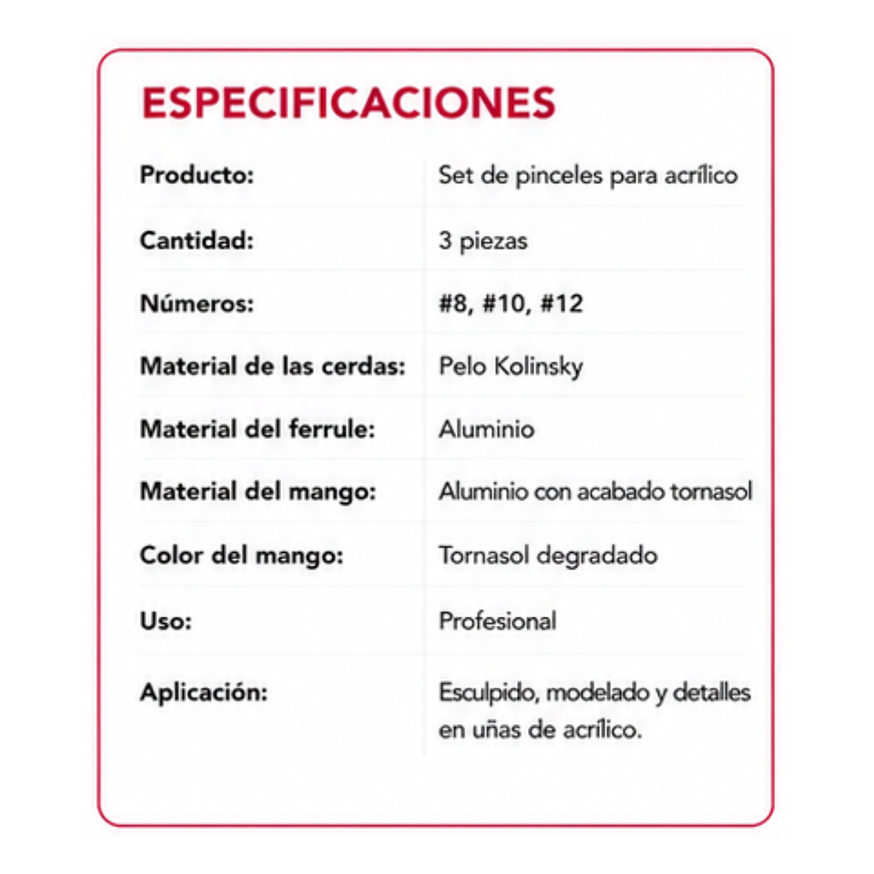 Miniatura: Set De Pinceles #8 #10 #12 ML Nails