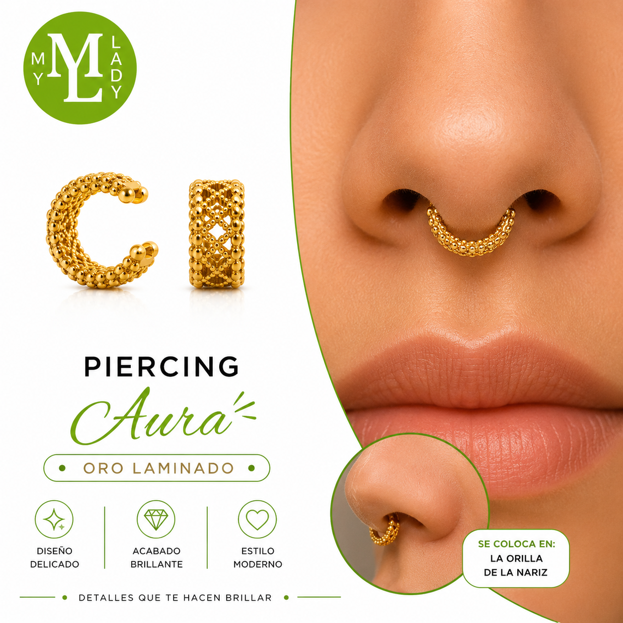 Piercing Aura Oro Laminado