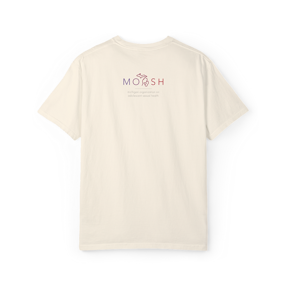 Thumbnail: Cream T-shirt with the MOASH logo printed on the upper back.