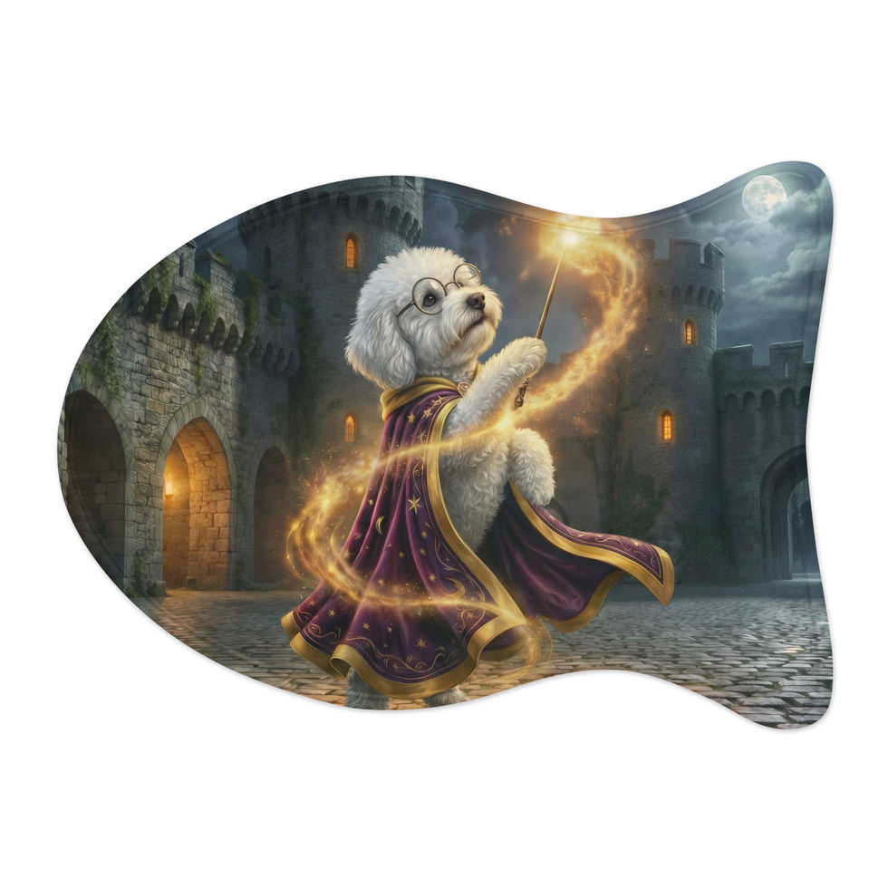 Custom cat portrait fish-shaped feeding mat, Puppy Prints Australia