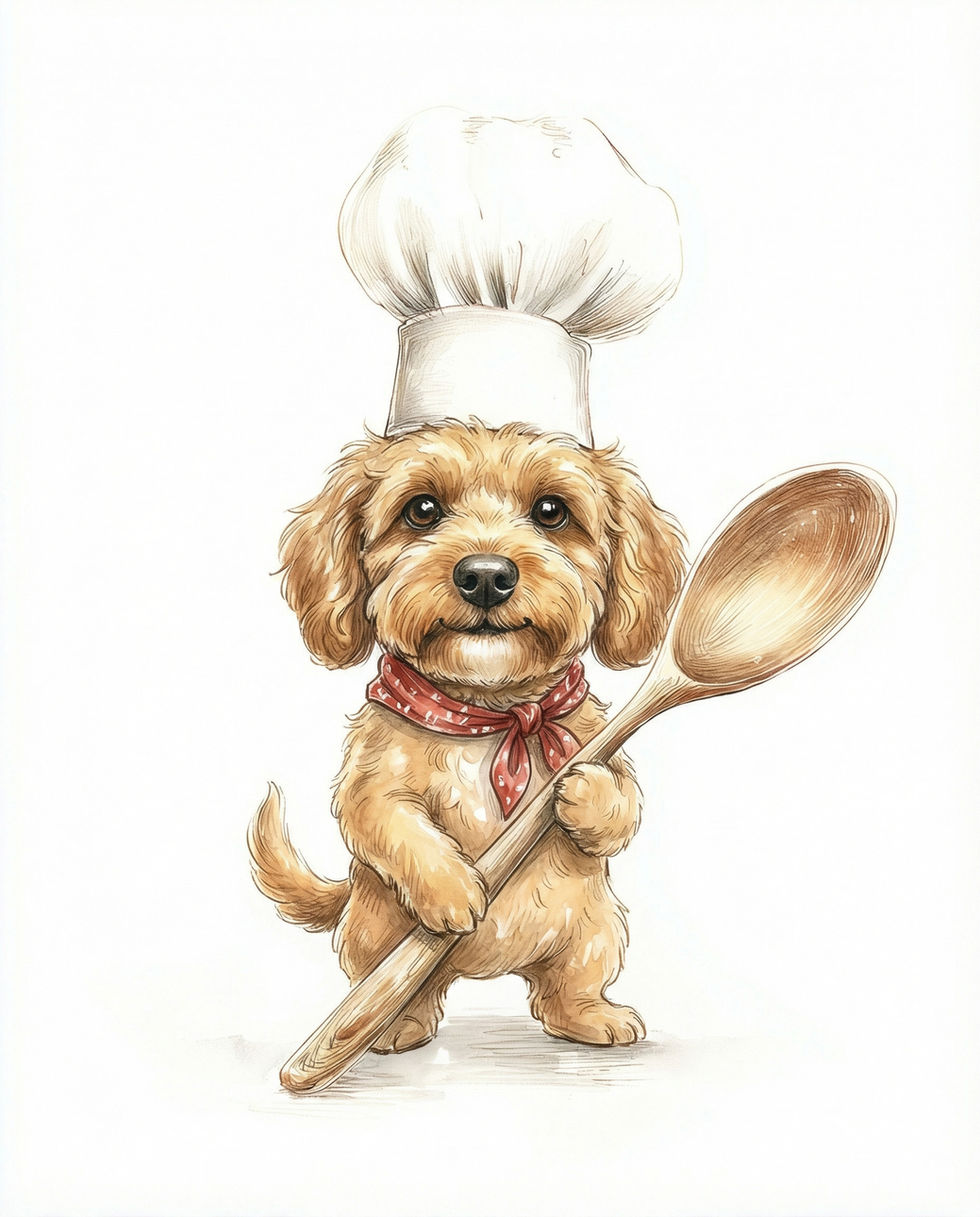 kitchen wall art personalised dog chef portrait