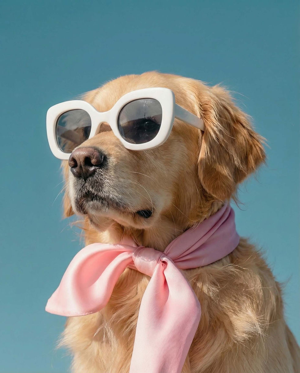 Stylish cat portrait with scarf in fashion style artwork