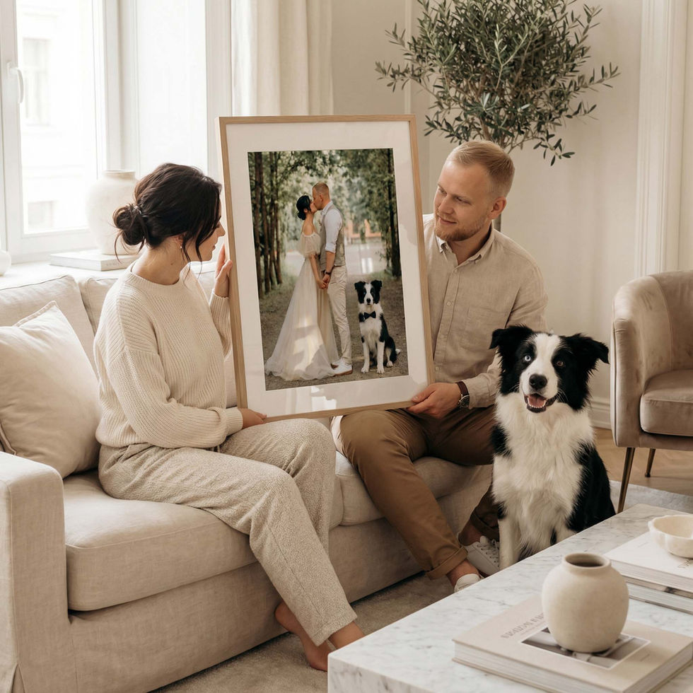 Add your pet to your wedding photo - custom dog or cat wedding portrait with pet placed into your special day by Puppy Prints