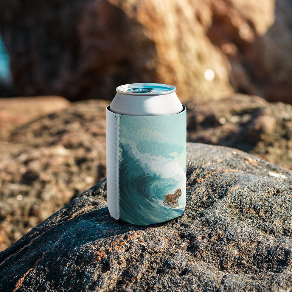Thumbnail: custom-pet-portrait-can-cooler-stubby-holder-australia-puppy-prints