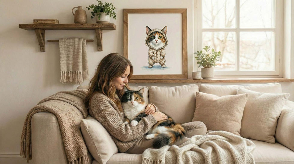 whimsical dog or cat portrait wall art