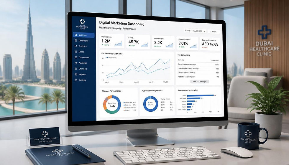 DHA compliant medical marketing dashboard for Dubai healthcare clinic