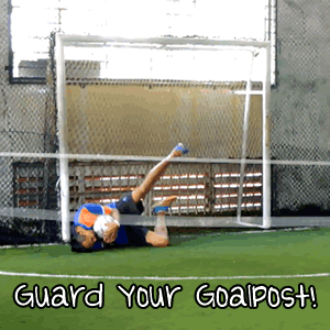 Guard your goalpost - Human Foosball Singapore