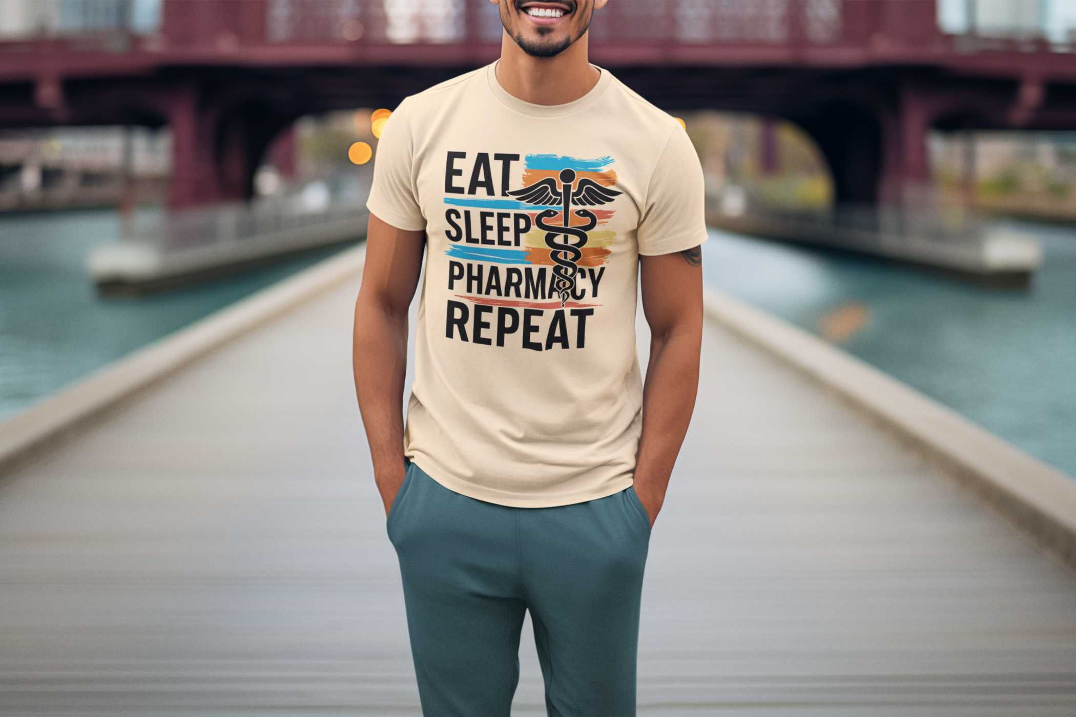 Eat Sleep Pharmacy Repeat T-Shirt – Essential Wear for Pharmacy Professionals