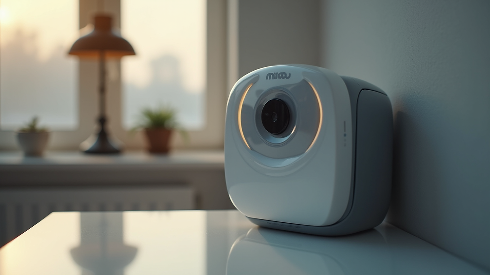 Close-up view of a futuristic smart home device