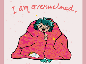 Stressed, overwhelmed person wrapped in a blanket