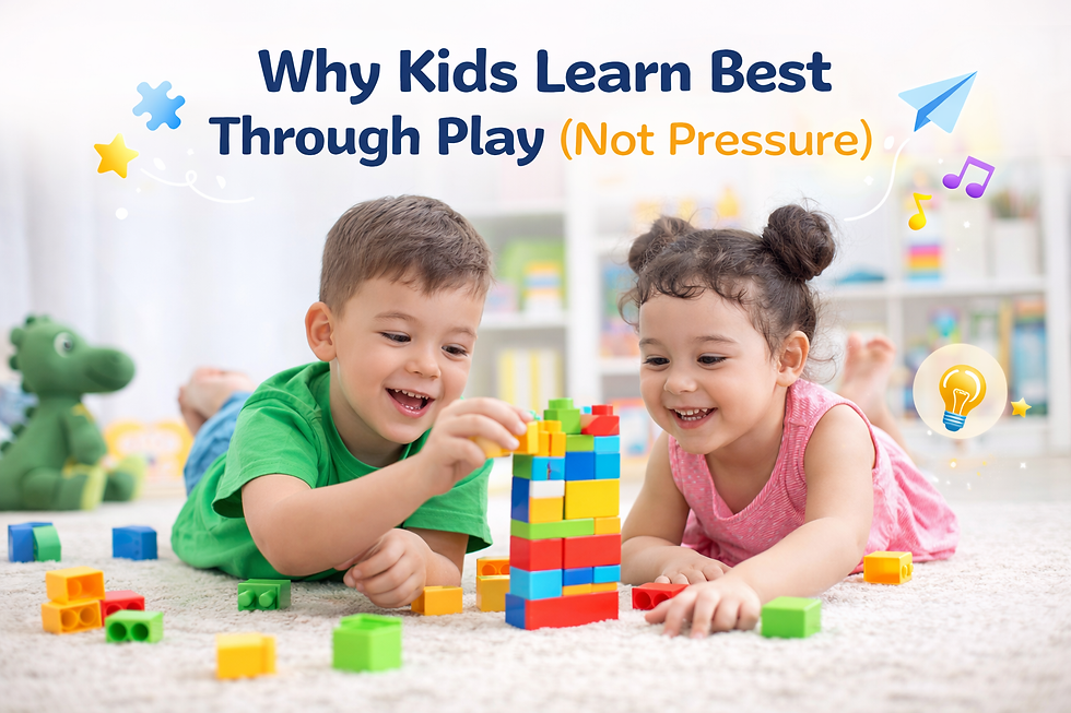 Two young children learning through joyful play, building creativity, confidence, and curiosity naturally.