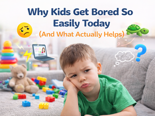 A young child feeling bored despite toys and screens, highlighting how modern overstimulation affects attention and engagement.