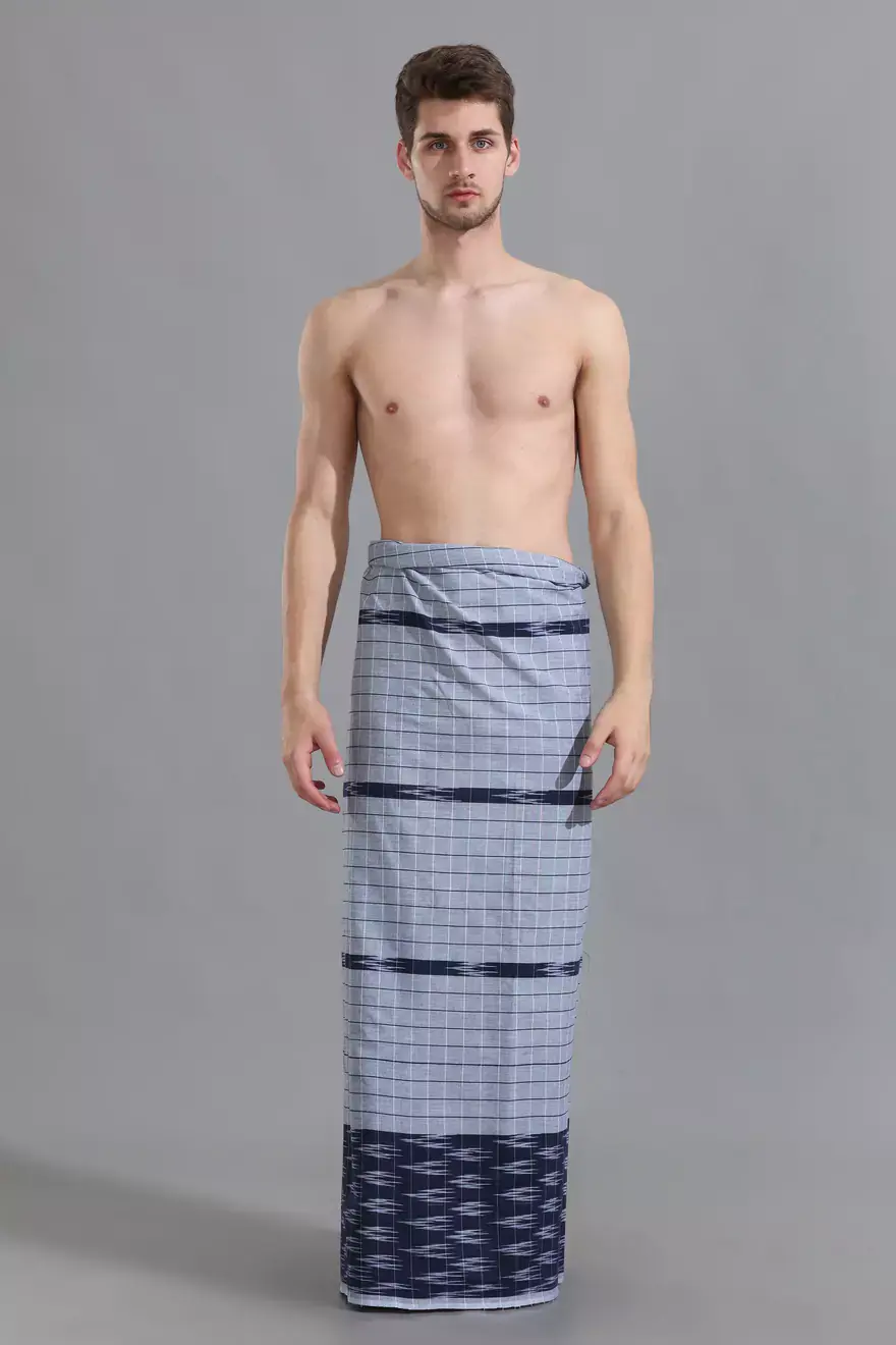 Thumbnail: Ikkat Lungi - Grey