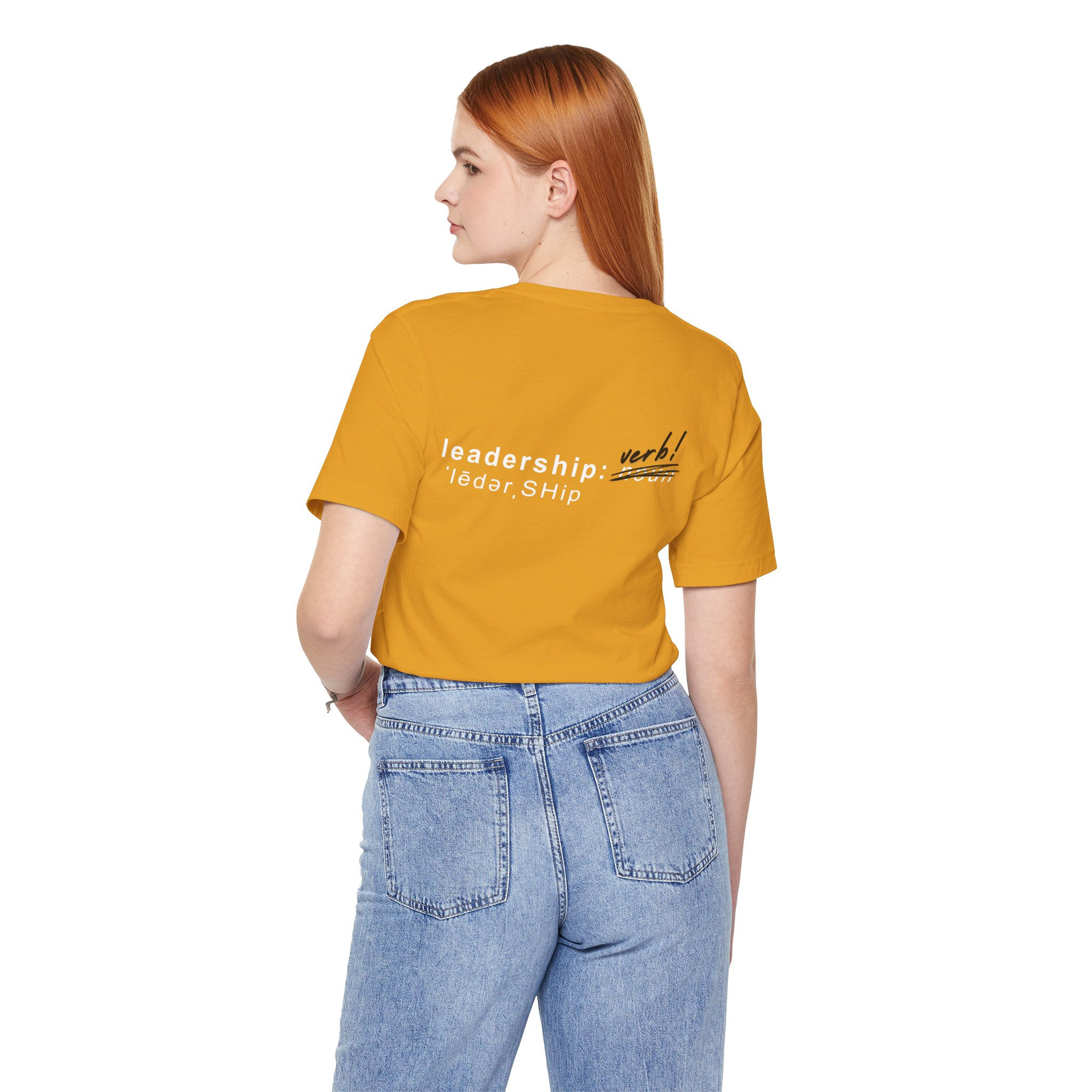 Unisex Jersey Short Sleeve Tee: LEADERSHIP IS A VERB