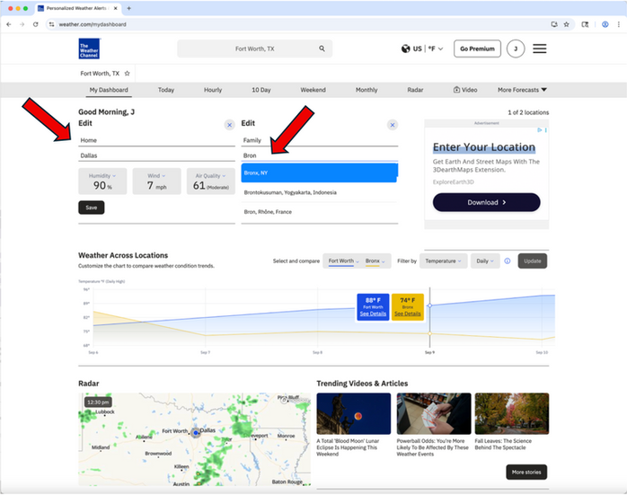 Multiple weather locations