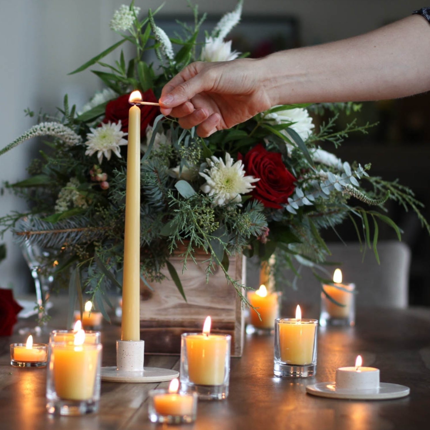 Paire de chandeliers en cire d'abeille de 12 pouces
