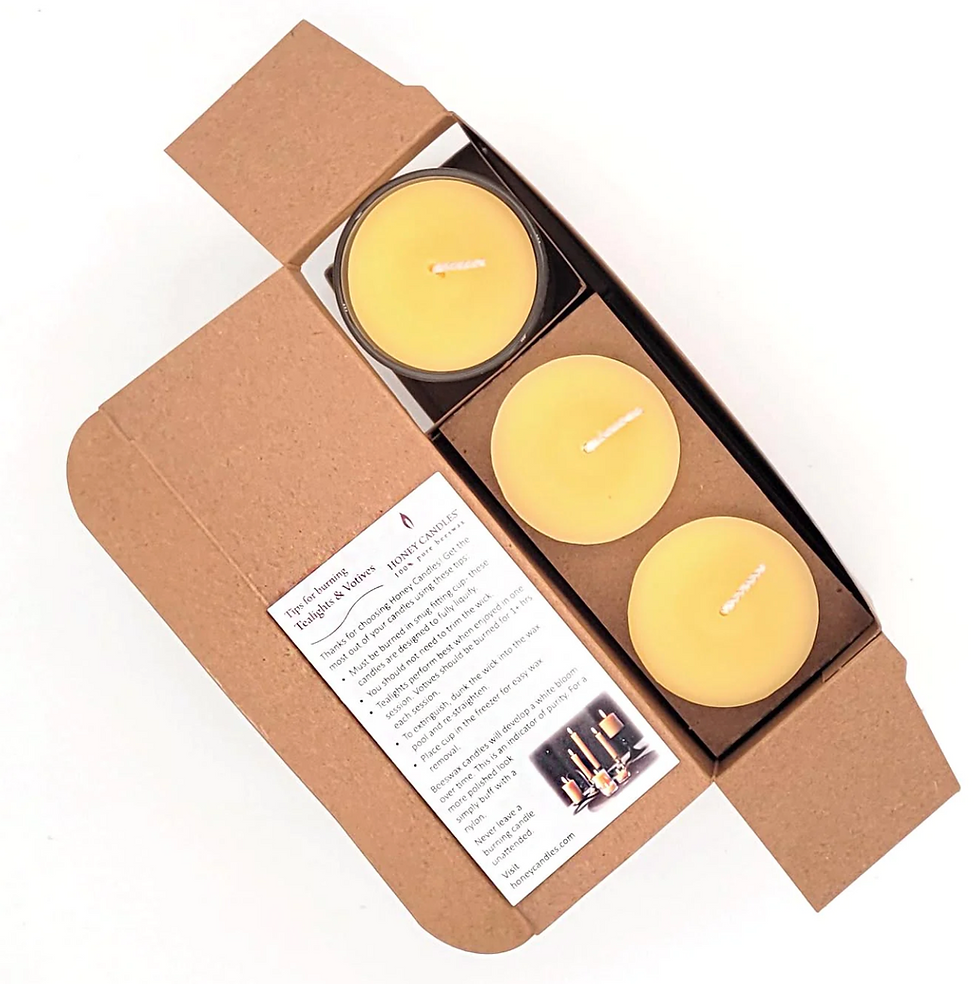 Miniature : Paquet de 3 bougies votives en cire d'abeille à la lavande de campagne