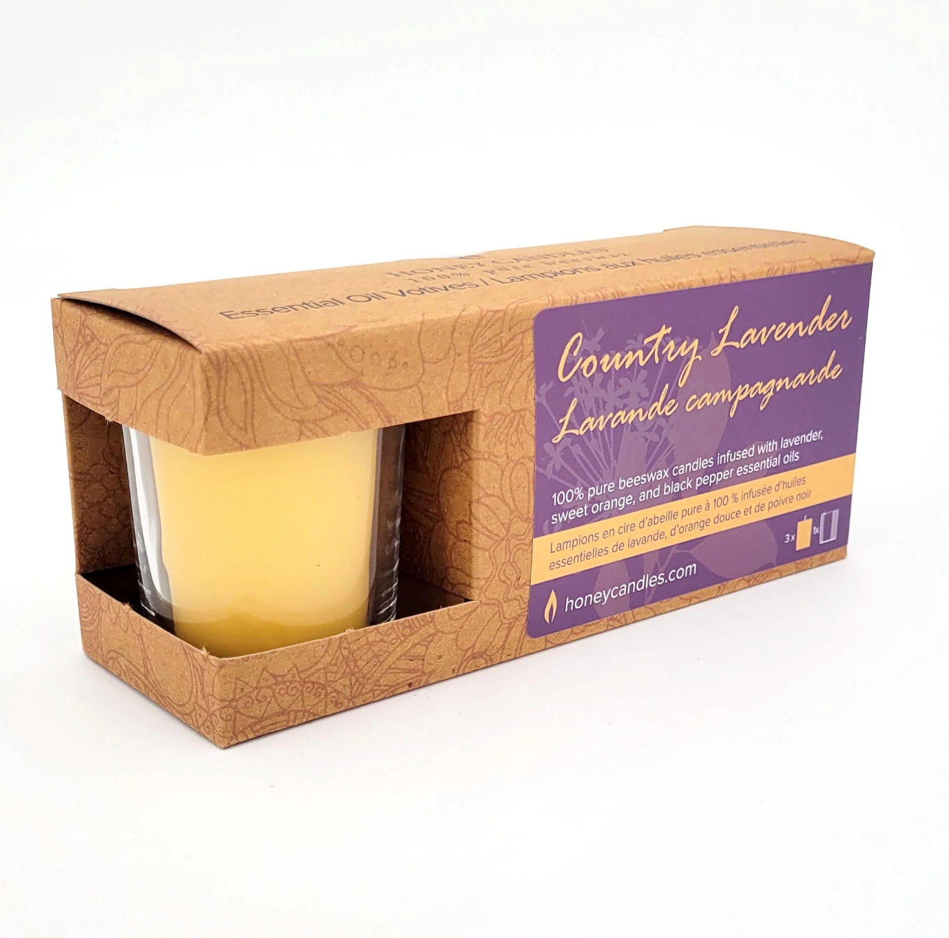 🇨🇦 Country Lavender Beeswax Votive Candles | 3 Pack