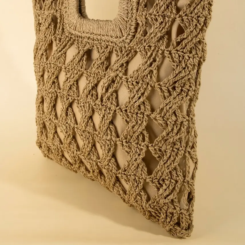 Miniatura: Square Straw Braided Tote Bag