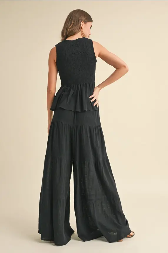 Miniatura: Gauze Peplum Top with Front Ties and Tiered Pants