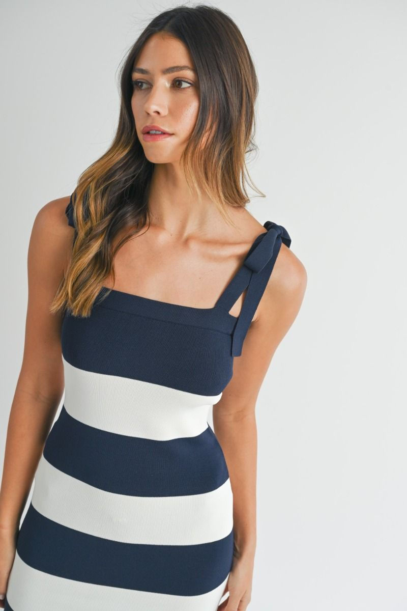Thumbnail: Navy & White Stripped Knit