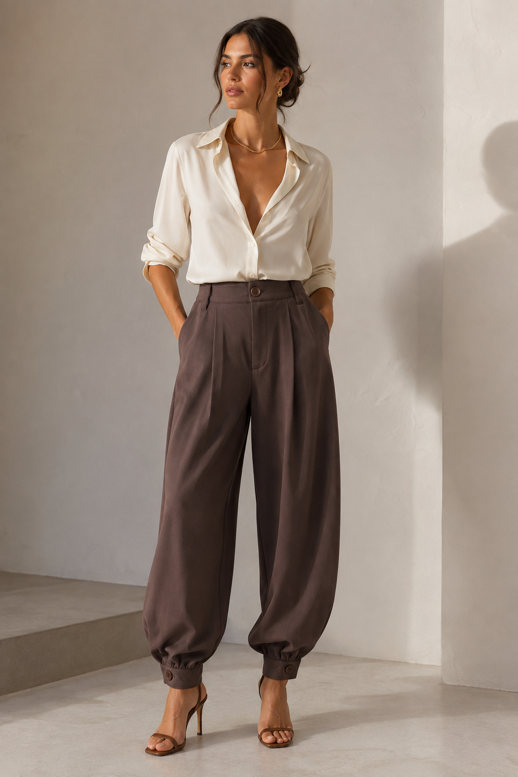 Cabana Chic Pleated Cuffed Pant