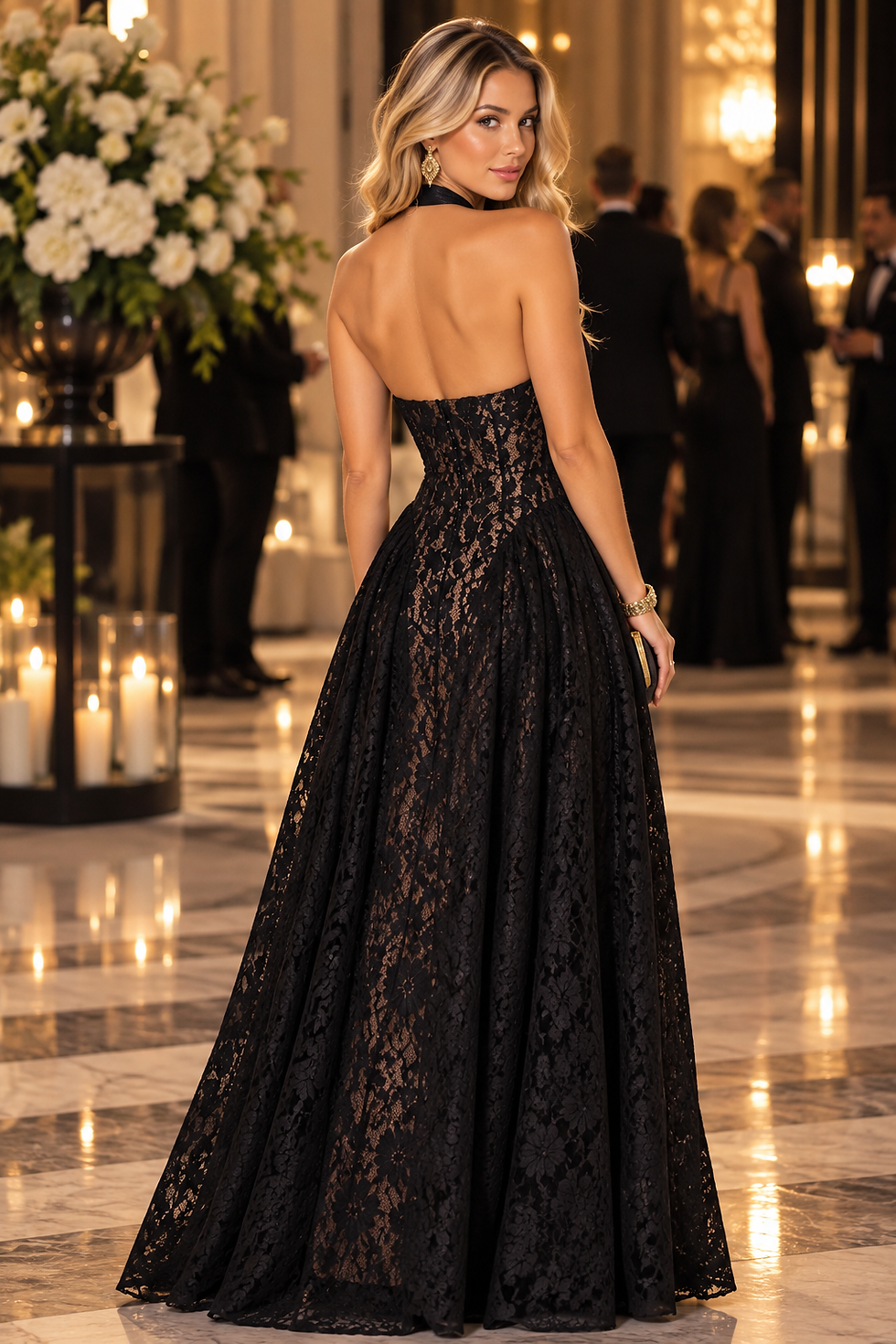 Miniatura: Midnight Lace Halter Gown