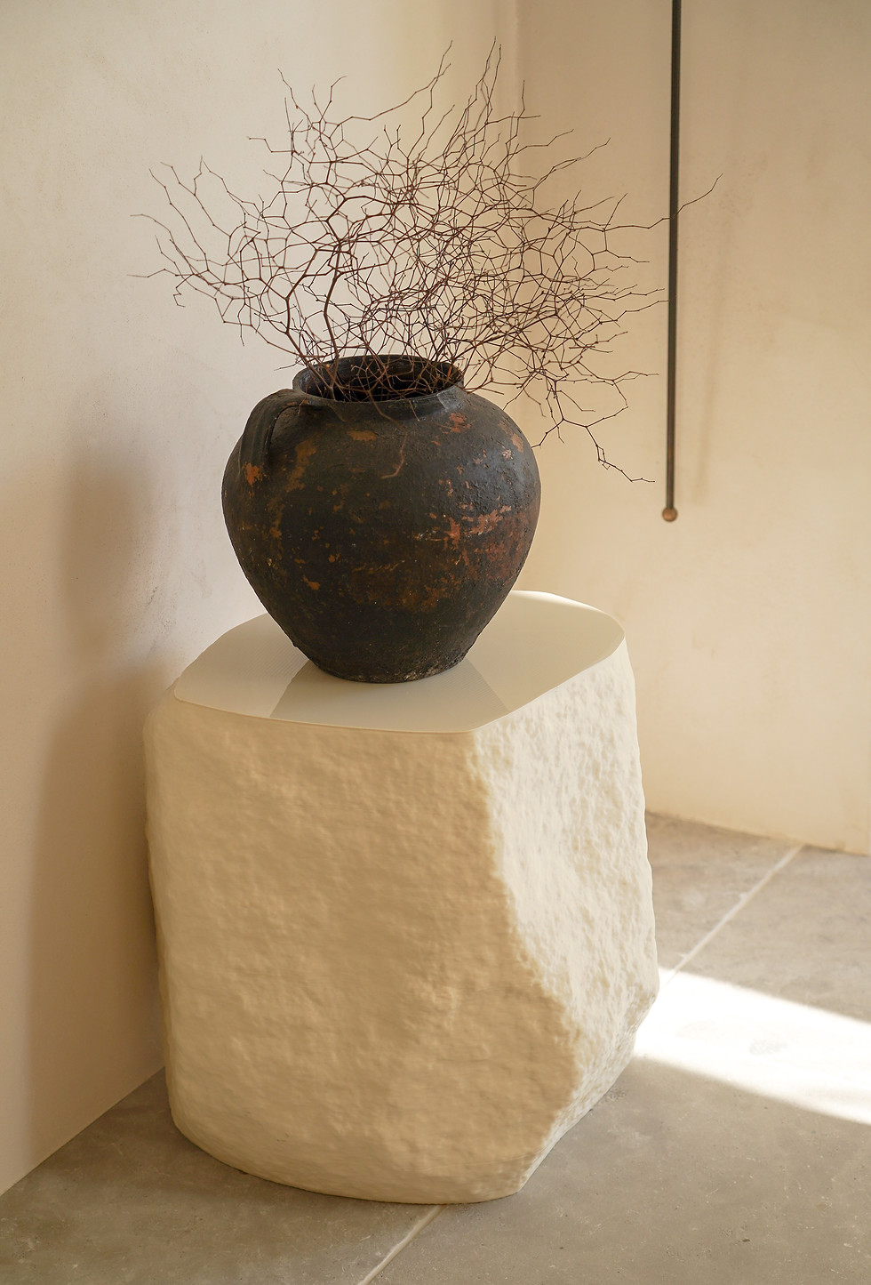 Decibel 3D printed side table, contemporary rock