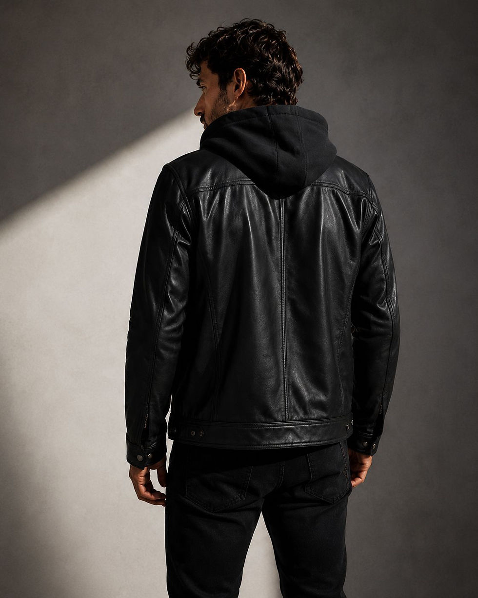 Miniatura: Chaqueta de Cuero Unisex “Mallorca” con capucha removible!!!
