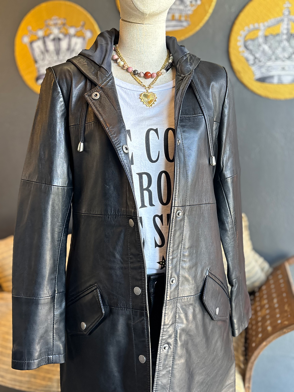 Miniatura: Increíble abrigo “Ámsterdam” de cuero, estilo caperuza con capucha!!! 