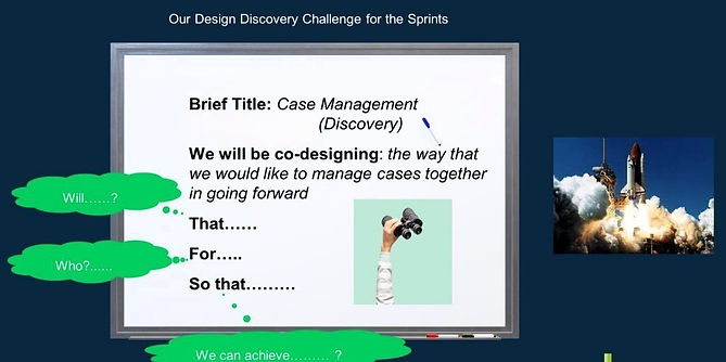 Service Design Brief Title: Case Management Discovery. We will be co-designing the way that we would like to manage cases together in going forward.