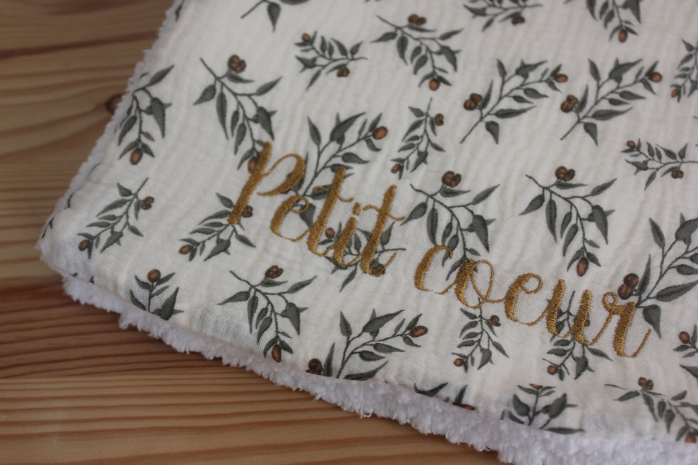 Miniature : Couverture KUMQUATS pour bébé brodée avec son prénom