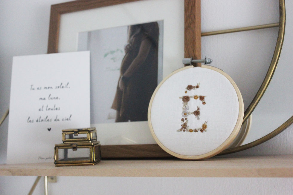 Miniature : Tambourin INITIALE fleurie - 10cm
