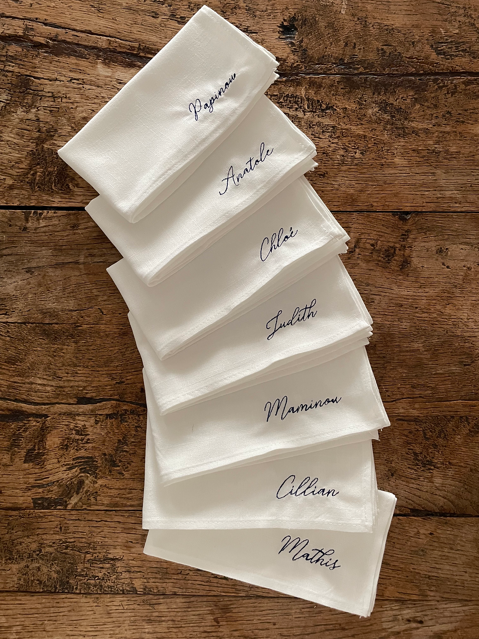 Miniature : Serviettes de table brodées - TYPO 1