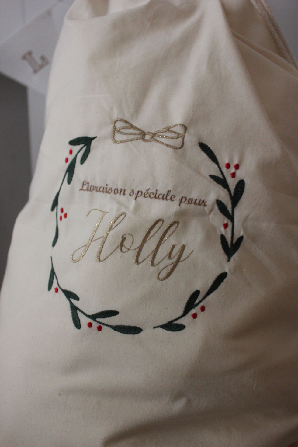 Miniature : Hotte de Noël brodée