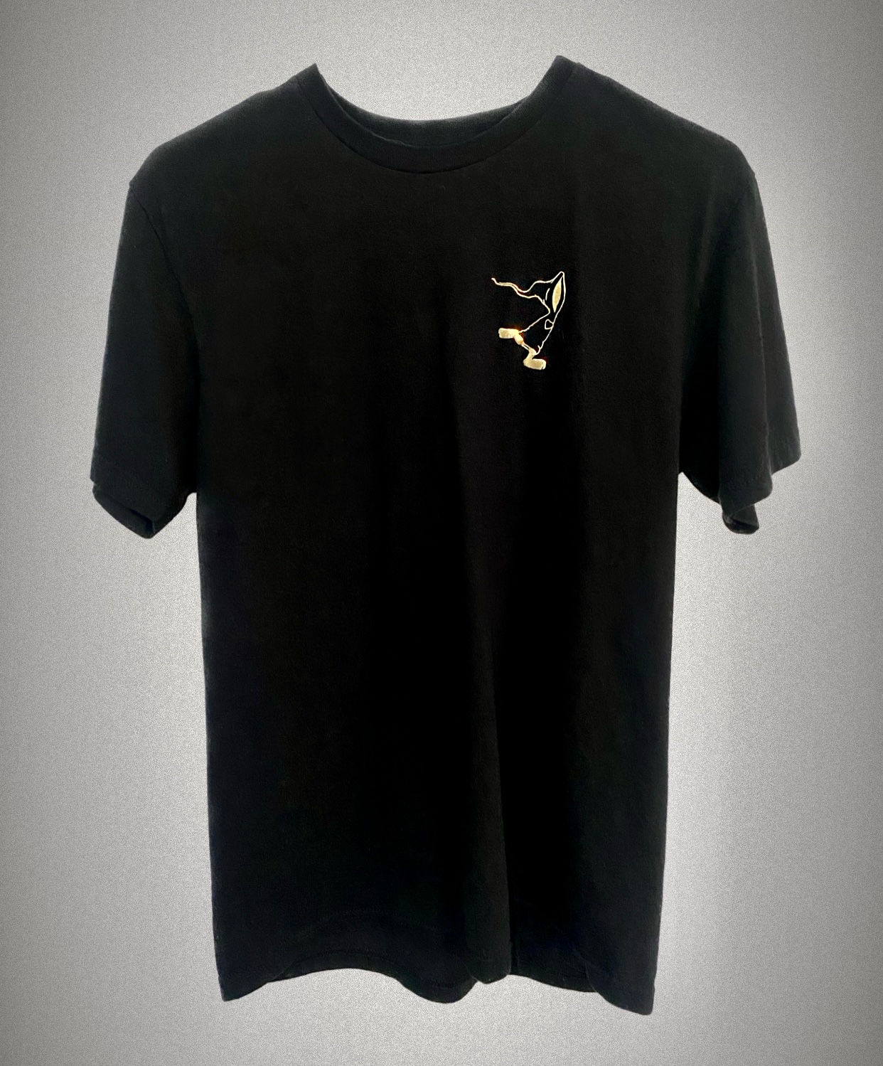 Gold Emo'me Black T Shirt.