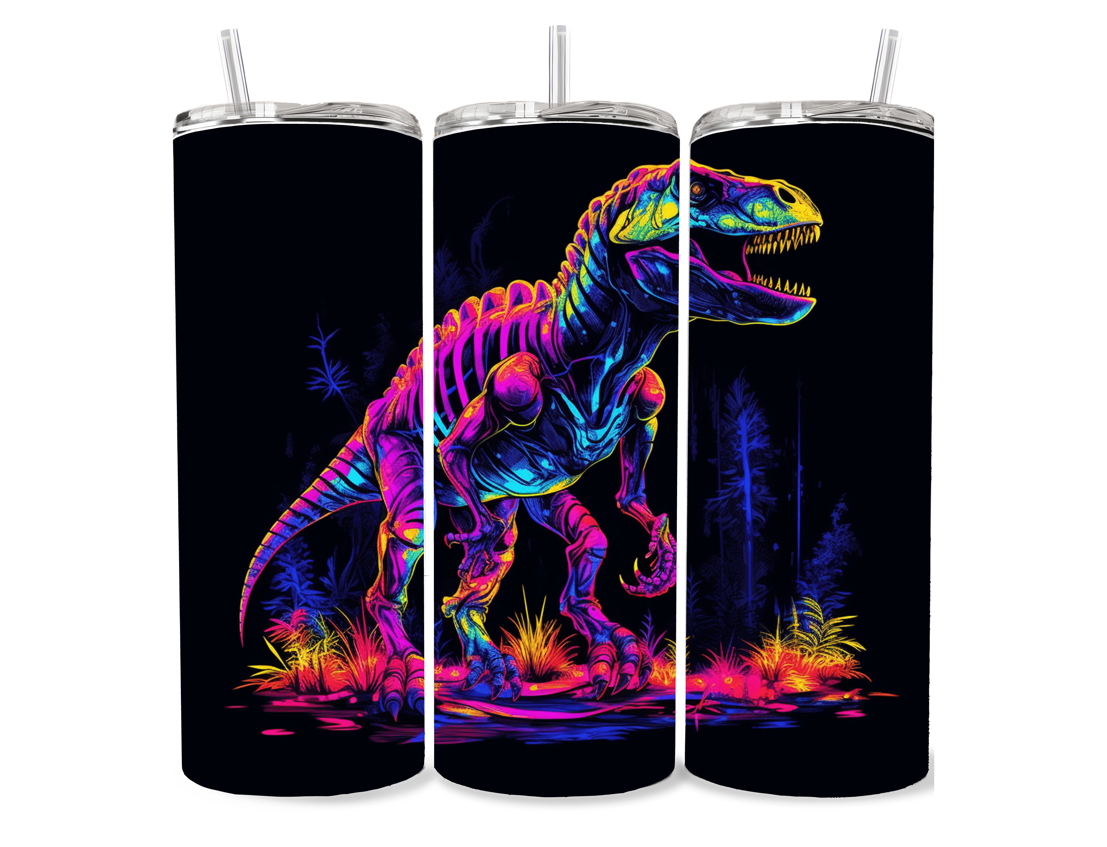 Neon T-Rex Sublimation Tumbler 20oz