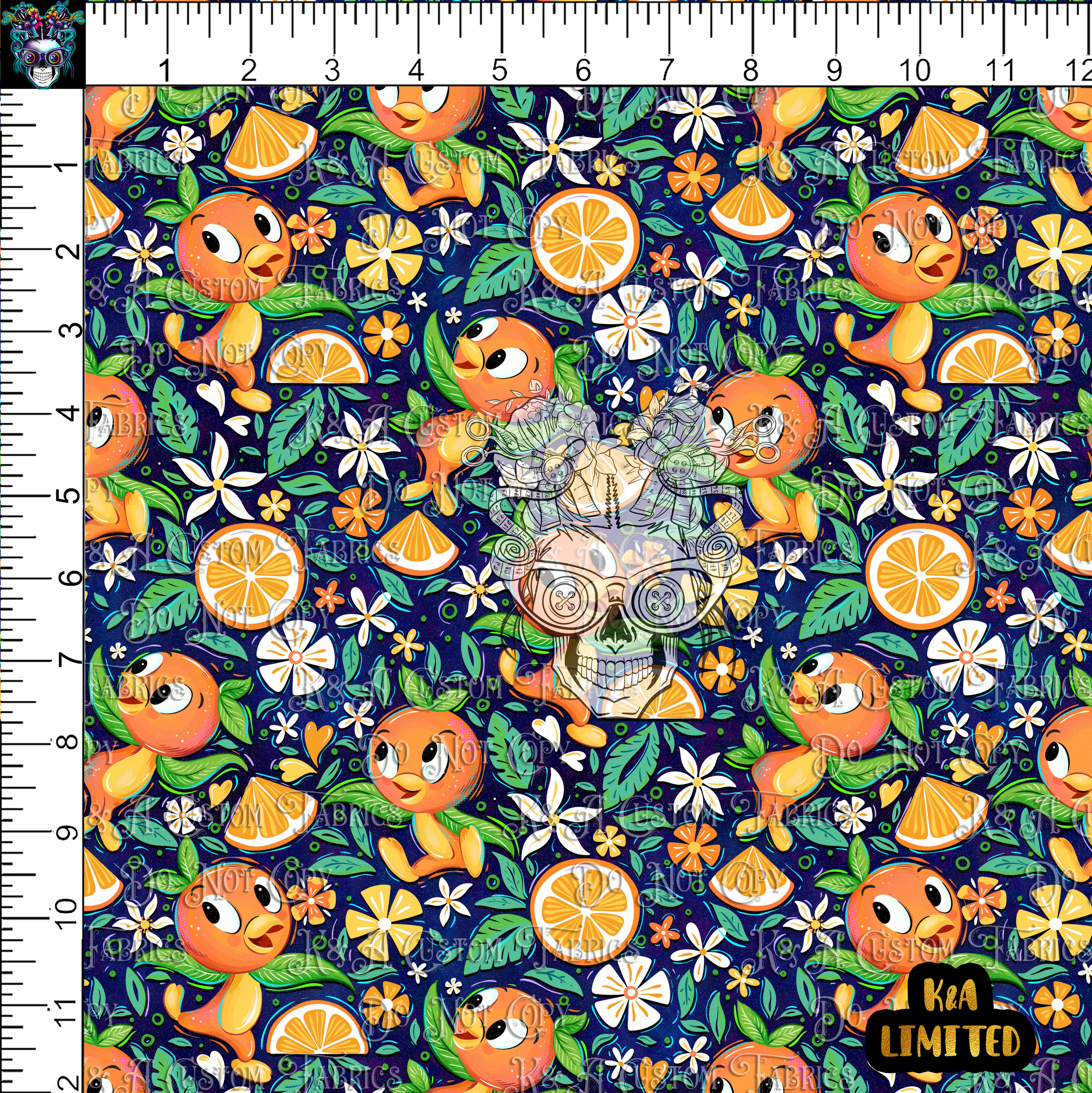 M. Motif Floral Citrus Bird-Blue