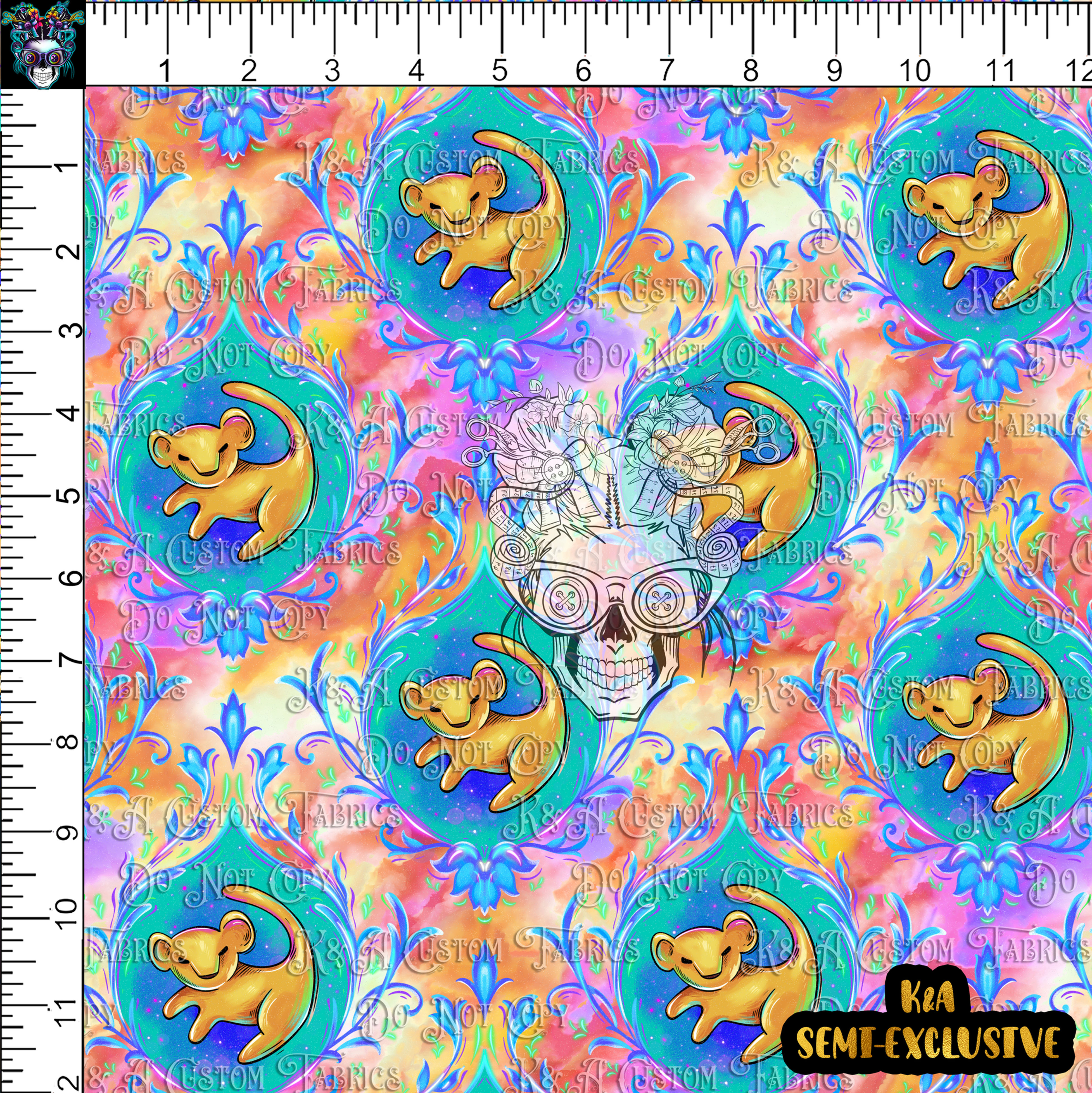 M.Motif King of Lions-Rainbow Damask